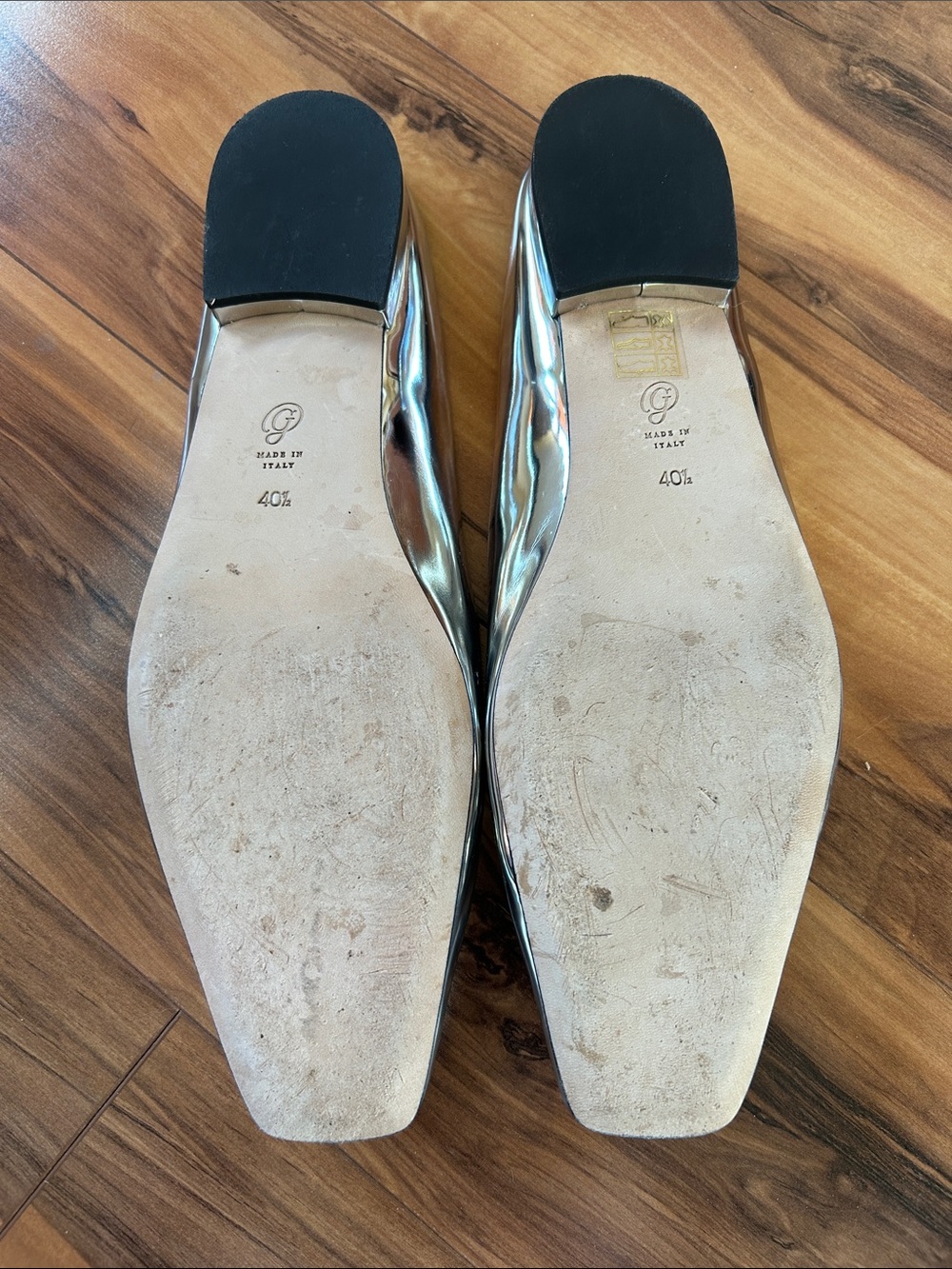 M. Gemi Italian Metallic Silver Slingback Slip Ons Square Toe - Picture 7 of 8